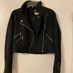 Faux Suede Biker Jacket